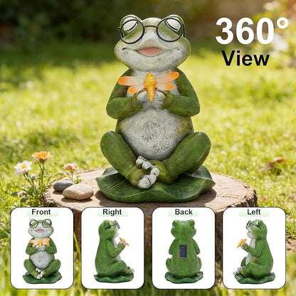 Frog Garden Decor, 8" Frog Solar Garden Statues, Loving Frog Outdoor Decor, Yard Decorations Outdoor, Figurine Lights for Outside, Garden Decor, Unique Birthday Housewarming Gifts for Women, Mom
