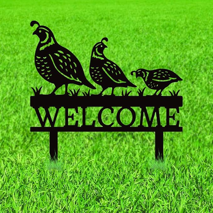 WADORN Black Quail Metal Decorative Garden Stakes, Bird Lover Gifts for Women Mom Grandma Beloved Unique Welcome Metal Birds Yard Art Sculptures Decor for Home Garden Backyard Outdoor Lawn Ornaments