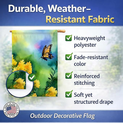 Caroline's Treasures Kentucky Goldenrod in Watercolor House Flag Large Porch Sleeve Pole Decorative Outside Yard Banner Artwork Wall Hanging, Polyester, House Size, Multicolor