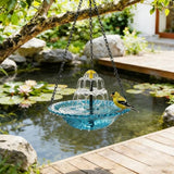 Solar Hanging Bird Bath Fountain - 9 Spray Heads,10FT Cord, 9.3" Blue Bowl with 16'' Metal Chain, Solar Powered Cascading Bubbler for Outdoor Deck, Patio, Yard, Lawn, Attracts Hummingbirds