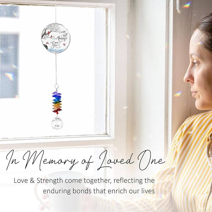 Glass Ornament Suncatcher - I am Always with You - Sympathy Gift for Loss of Loved One - Grief Gifts - Heaven Funeral Keepsake - Mother's Day for Mom Dad Grandpa Grandma