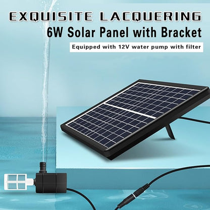 DIY Solar Water Pump Kit, Outdoor Solar Fountain, 6W Solar Panel Fountains, Split-Resistant All Natural Bamboo Fountain, for Desk Patio Yard,24"
