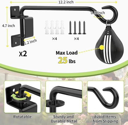 12 Inch Plant Hangers Outdoor,Plant Hooks for Hanging Plants Baskets Bracket Wall,2 Pack Swivel Plants Hanging Hooks Hanger Baskets for Bird Feeder Wind Chime Flower Lantern for Outside
