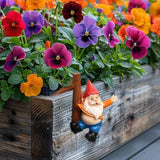 Funny Garden Gnome Statue Flower Pot Hugger, Jackets Hanging on Branch Gnome Figurine Resin Sculpture Outdoor Decor Patio Lawn Yard Fence Plant Pot Ornaments