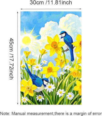 BlissYard Welcome Spring Garden Flag 12x18 Double Sided Bluebird Daffodils Seasonal Small Flags For Outside Outdoor Decor Yard Farmhouse Holiday Spring Summer Decorations Yard Flags
