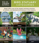 Regal Art & Gift Mystic Crane Metal Statue – Indoor Outdoor Decorative Sculpture for Home & Garden Décor, Weather-Resistant Yard Art Figure for Patio, Lawn - Downward Gaze