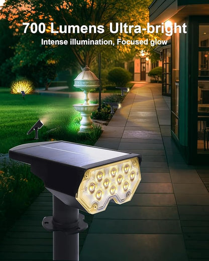 2 Pack Solar Powered Outdoor Spot Lights Outside Waterproof 20 LEDs Landscape Spotlights Dusk to Dawn for House Yard Tree, Plants, Walls, Path, Garden, Statues, Superior Accent Lamp Warm White