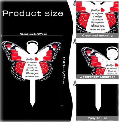 Angel Butterfly Memorial Garden Stake - Metal Grave Marker for Cemetery - Sturdy Thickened White Angel Remembrance Plaque, Sympathy Gift for Loss of Loved One