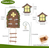 Fairy Door and Windows for Trees Outdoor, Glow in The Dark Fairy Doors Miniature Fairy Garden Accessories, Yard Art Sculpture Decoration Fairy Garden Decor with Lantern for Outside, Patio (Ladder)
