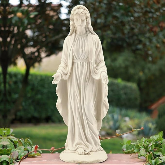 YOLENY Virgin Mary Statue Outdoor, 29.4 Inch Tall Garden Statue of Mary, All-Weather Outdoor Religious Blessed Mother Sculpture for Patio Yard Home Decor