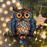Night Owl Acrylic Suncatcher Stained Glass Effect Window Car Hanging Christmas Ornament Indoor Outdoor Decor Garden Sun Catcher Panel for Owl Lover for Women Mom Grandma