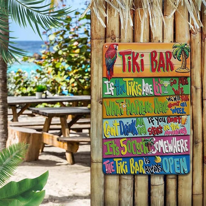YOYI ART Tiki Bar Decor Beach Signs Tiki Bar Signs, Patio Signs Tiki Bar Accessories, Vintage Metal Welcome Tin Signs for Home, Patio, Outdoor, Pool and Backyard Wall Decor Art, 8 x 12 inch