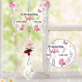 Funnli Sister Gifts Crystal Suncatcher, Birthday Christmas Mothers Day Valentines Day Easter Gifts for Sister Bestie Friend from Sistes Brother Window Hangings Home Decor