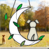 Stained Glass Window Hanging Suncatcher, IDEA SHOW Dog Memorial Gifts for Loss of Dog Sympathy Remembrance Suncatcher, Handcrafted Dog Memorial Gift for Lover Dog Loss Pet Bereavement