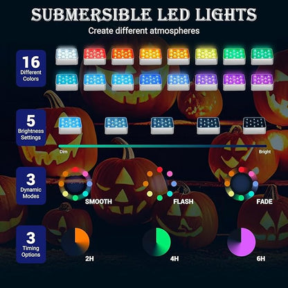 LOFTEK Rechargeable LED Pool Lights with Magnet & Remote, 13 LEDs Color Changing Underwater Pool Lights, Waterproof Swimming Pool Light for Pond, Bathtub, Vase, Fountain (4 Pack-Rechargeable-II)
