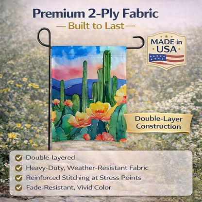 Caroline's Treasures Arizona Saguaro Cactus Blossom in Watercolor Garden Flag Mailbox Flag Decorative Yard Flag Banner Outside Patio Artwork Yard Flower Beds, Garden Size, Multicolor
