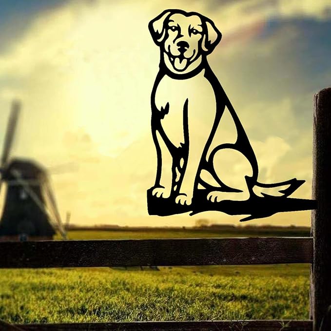 Metal Garden Dog Statue Ornament Gift Metal Art Dog Silhouette Decoration Steel Dogs Statue Decorative Garden Stakes for Yard, Lawn, Patio, Pathway (Labrador)