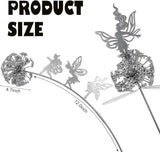 2 Pcs Dancing Fairy Dandelion Garden Sculptures Metal Art Outdoor Ornaments Whimsical Flower Fairy Silhouette Statues for Yard Lawn Patio Landscape Decor Adding Enchanting Magic to Outdoor Space