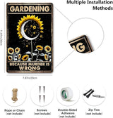 Gardening Gifts for Women Because Murder Is Wrong Metal Tin Signs Funny Garden Signs for Home Garden Greenhouse Yard Backyard Outdoor Decor(8 X 12) Inch