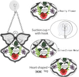 KY&BOSAM Angle Suncatcher in Loving Memory Glass Sun Catchers for Windows Hanging Wind Chime Ornament Pressed Real Flower and Metal Heart Charm Sympathy Bereavement Memorial for Loss Gift