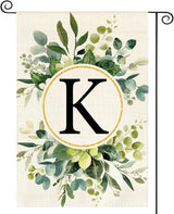 AVOIN colorlife Monogram Letter K Floral Garden Flag 12x18 Inch Double Sided Outside, Family Last Name Initial Yard Outdoor Decoration