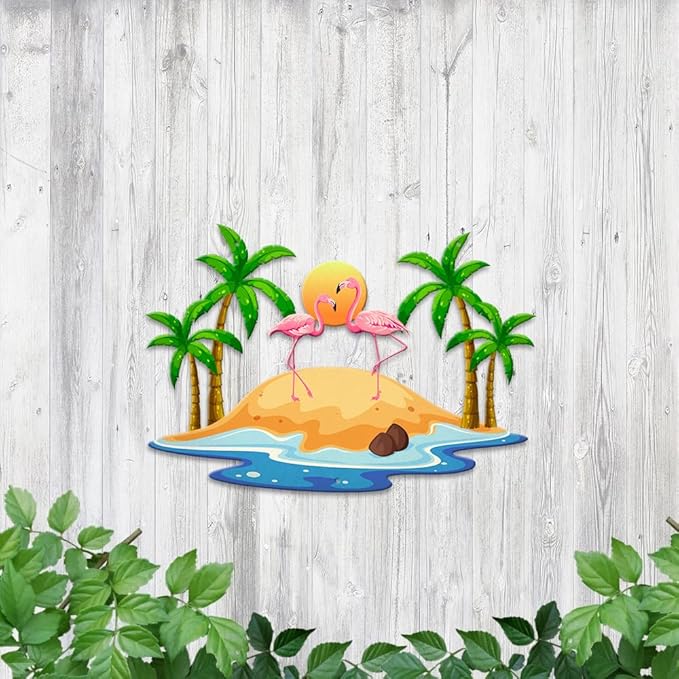 MeMate Flamingo Metal Sign, Personalized Name Outdoor Sign, Flamingo House Outdoor Decor for Porch Deck Backyard Patio Pool, 8 to 24 inches