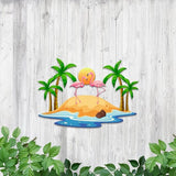 MeMate Flamingo Metal Sign, Personalized Name Outdoor Sign, Flamingo House Outdoor Decor for Porch Deck Backyard Patio Pool, 8 to 24 inches
