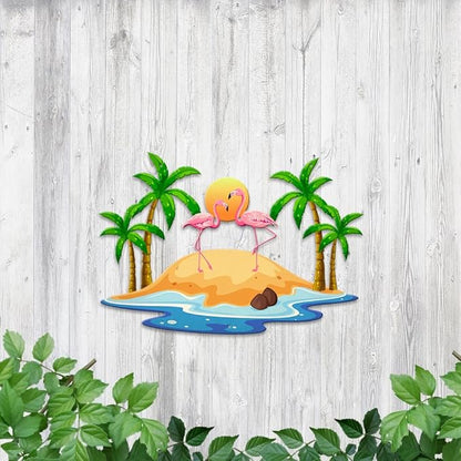 MeMate Flamingo Metal Sign, Personalized Name Outdoor Sign, Flamingo House Outdoor Decor for Porch Deck Backyard Patio Pool, 8 to 24 inches