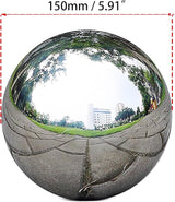 5.9 Inch/150mm Stainless Steel Hollow Ball Smooth Gazing Mirror Ball for Decorating Home and Garden