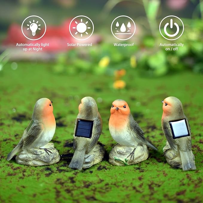 Solar Garden Outdoor Bird Statues Decor for Outside Yard Outdoor Home Patio Decor, Birthday for Mom Grandma Wife Sister Nana from Daughter Son Husband