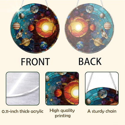 Artistic Window Decoration, Galaxy Decor Ornaments, Acrylic Window Wall Hanging Suncatchers, Galaxy Planets Windows Hanging, Round Acrylic Sun Catcher, Space Lover Gift