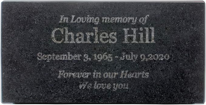 In Loving Memory Black Granite Memorial or Sympathy Gift. Add your Personalized Text and Dates. Offered in a Variety of Sizes to Meet your Needs and Budget (8 x 4 x 1")