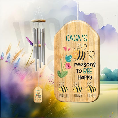 Custom Personalized for Nana – Windchime with Personalization, 24" Outdoor Wind Chimes, Wood & Metal Tubes, Unique Keepsake Grandma and