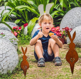 Rusty Rabbit Easter Iron Rabbit Silhouette Garden Plugin Metal Ornament Courtyard Decoration Unique Addition to Outdoor Space (B)