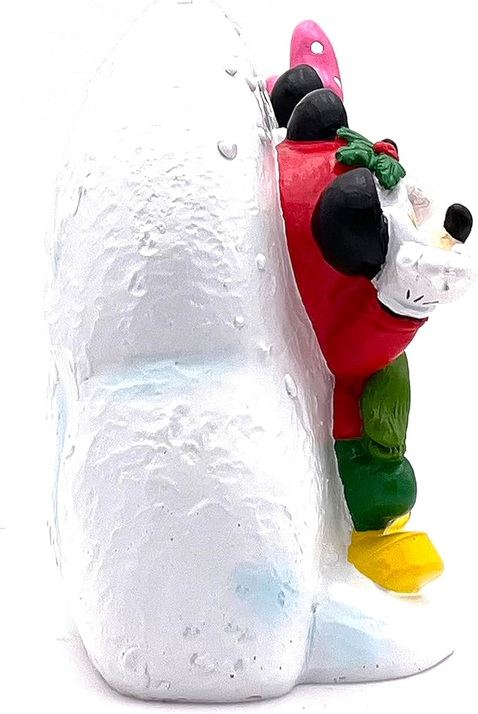 Disney Mickey and Minnie Mouse Let it Snow Christmas Outdoor Garden Rock, 5 inches Tall, Officially Licensed Disney Product