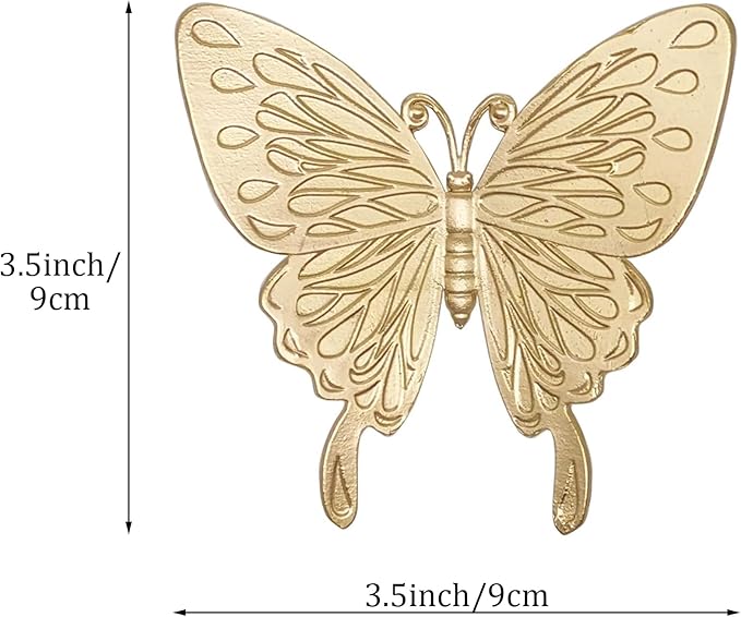Gold Butterfly Sculpture - Solid Metal Insect Ornament - Mini Butterfly Figurine for Home, Office, Garden & Desktop Decor