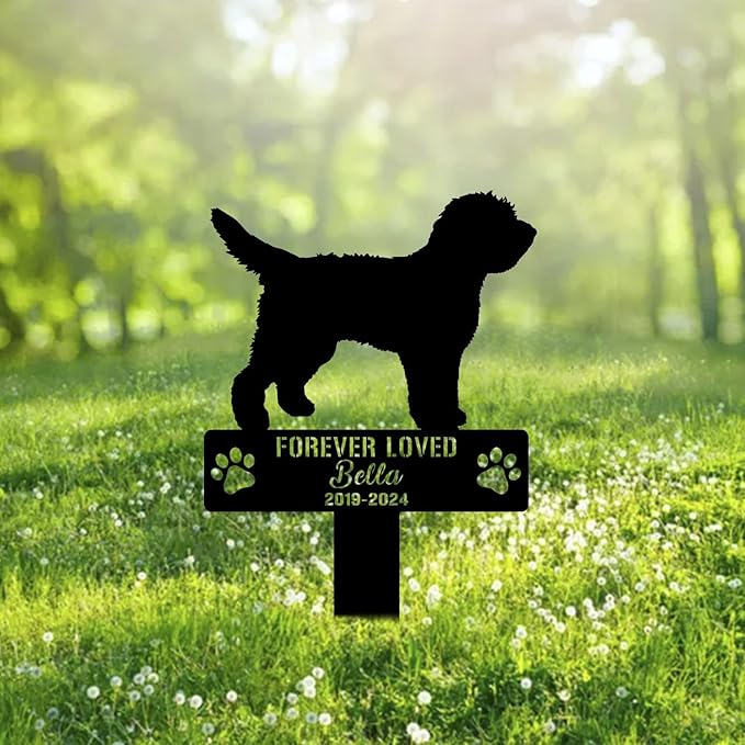 Custom Barbet Metal Memorial Garden Stake Personalized Pet Grave Marker Name Sign Remembrance Stake Decor Sympathy Dog Loss,Outdoor Statues for Yard Garden Lawn Patio Pathway Grave Ornament Gift.