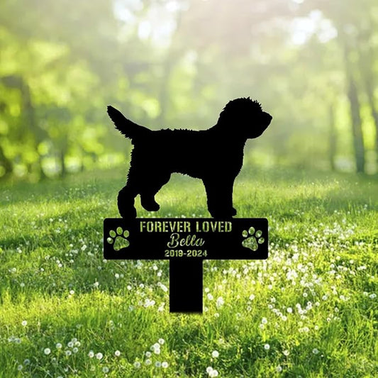 Custom Barbet Metal Memorial Garden Stake Personalized Pet Grave Marker Name Sign Remembrance Stake Decor Sympathy Dog Loss,Outdoor Statues for Yard Garden Lawn Patio Pathway Grave Ornament Gift.