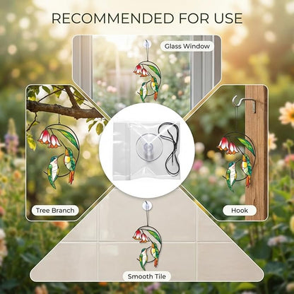 Hummingbird Gifts for Women, Hummingbird Sun Catcher for Window Hanging, Mothers Day for Mom Grandma Bird Lovers, Spring Suncatcher Garden Decor for Indoor Outdoor Windows(6)