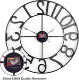 20 in Large Outdoor Clock – Black Metal Outdoor Wall Clock for Patio/Pool Area – Farmhouse Decorative Outdoor Clocks Sient Battery Operated – Vintage Industrial Outside Clock for Garden, Backyard