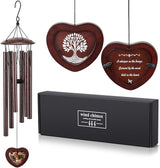 32 Inch Memorial Wind Chime Outdoor, w/Heart Shaped Photo Holder for Bereavement or Pet Remembrance, Wind Chimes for Loss of Loved One, Wind Chimes Outdoor for Porch, Garden, Cemetery - Bronze