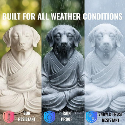 OLOMA Yoga Dog Yard Garden Sculpture Concrete Stone Statue Resin Coated Heavy Weather Resistant Indoor Outdoor Decorative Accent Feature for Patio Display Decorative Garden Accent Feature