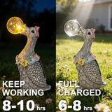 Porch Goose Statue with Solar Bubble Light Garden Gray Figurine Decor for Yard Lawn Patio Outdoor Decorations Housewarming Gifts for Mom Grandma Women