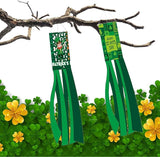 2PCS 40'' St. Patrick's Day Windsocks, Shamrock Wind Sock Flag Outdoor Decor, Saint Patrick's Day Holiday Hanging Flag for Yard Garden Patio Porch (Green)