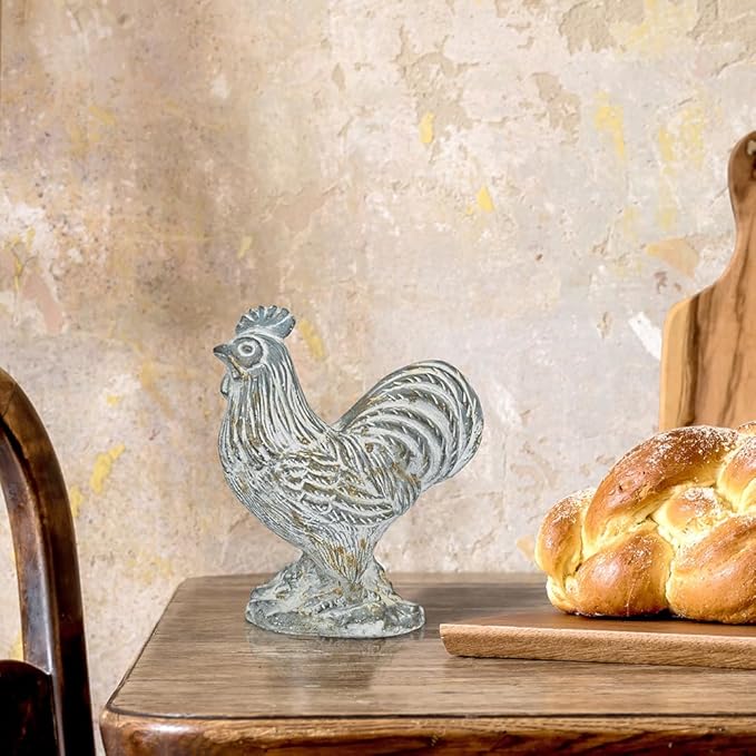 Rooster Statue Chicken Figurine Cement Rooster Figurine Figurines Artwork for Outdoor, Backyard, Patio and Home Kitchen Decoration