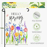 Hello Spring Garden Flags Tulip Lavender Yard Flag Butterflies Floral Seasonal Garden Flags Welcome Spring Flowers Rustic Home Banner for Outdoor House Summer Decoration