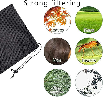EQINI 2 Pack Pump Barrier Bag, 12.2"*15.9" with Drawstring Pond Mesh Pump Filter Bag for Pond biofilters Aquarium Filtration and Outdoor Swimming Pool Black Media Bags