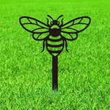 WADORN Bee Metal Yard Stakes Spring Decor, 10.6" Bee Outdoor Statues Silhouette Black Cute Bees Yard Art Stakes Bees Lover Gifts Indoor Outdoor Ornaments Decoration for Garden Patio Backyard Lawn