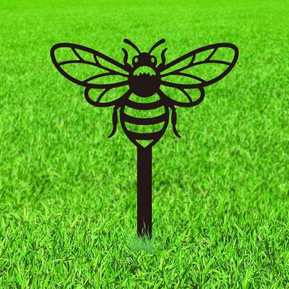 WADORN Bee Metal Yard Stakes Spring Decor, 10.6" Bee Outdoor Statues Silhouette Black Cute Bees Yard Art Stakes Bees Lover Gifts Indoor Outdoor Ornaments Decoration for Garden Patio Backyard Lawn