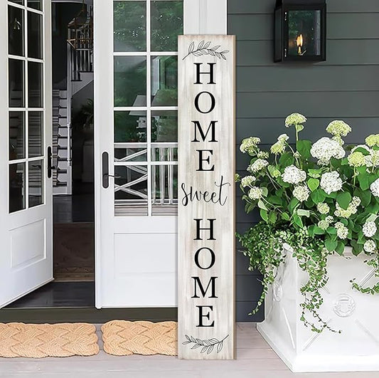 Home Sweet Home Porch Sign Wooden Welcome Sign Vertical Hanging Signs For Standing Front Porch Standing Farmhouse Porch Signs Outdoor Tall Sign Decorations Outdoor Welcome Signs for Porch 47.2H